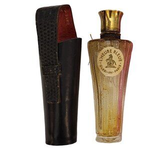 Guerlain Paris L’ Heure Bleue Flacon de Sac Parfum Bottle And Leather Case K439